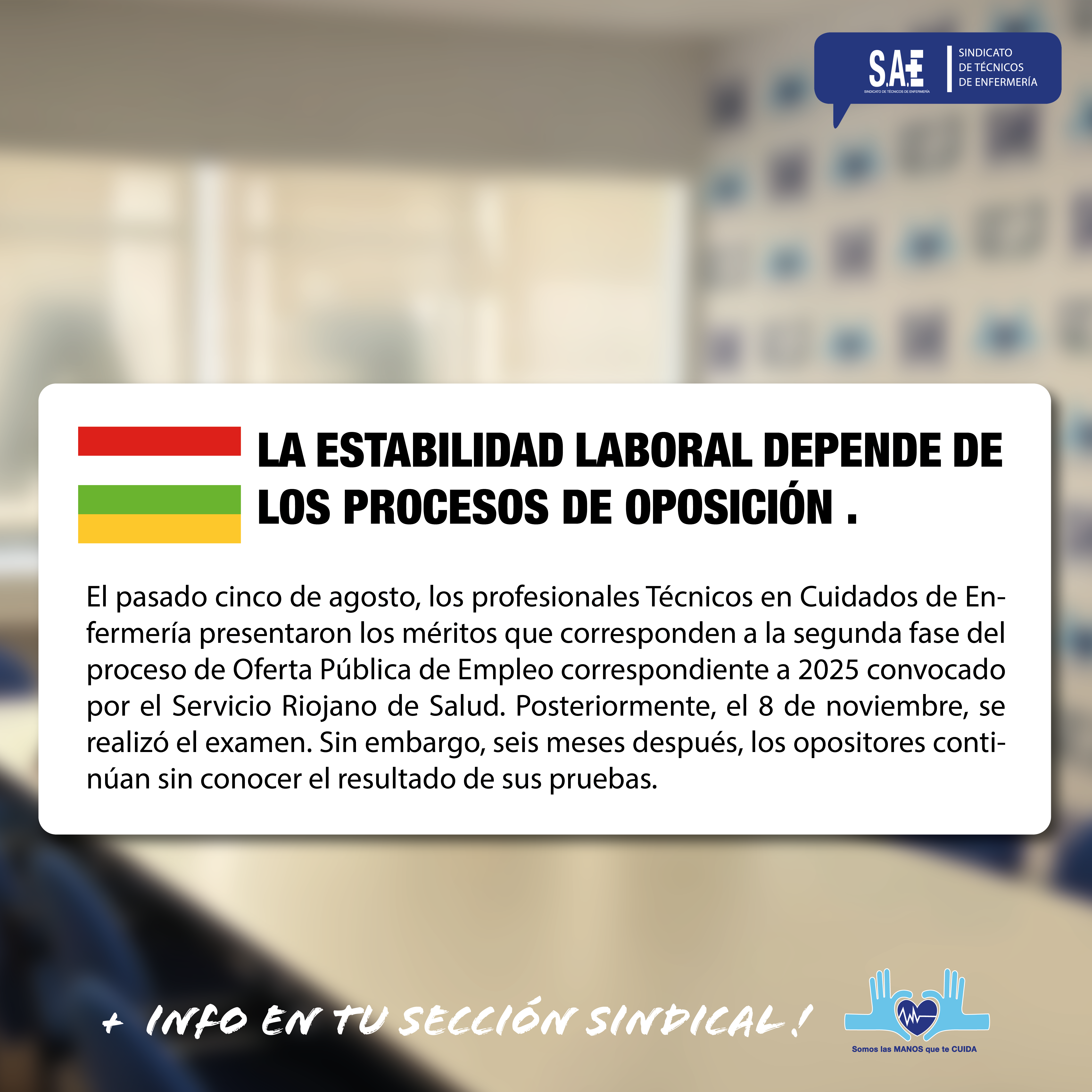 LA ESTABILIDAD LABORAL DEPENDE DE LOS PROCESOS DE OPOSICIÓN 